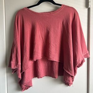 Free People Cropped Distressed Oversized Top